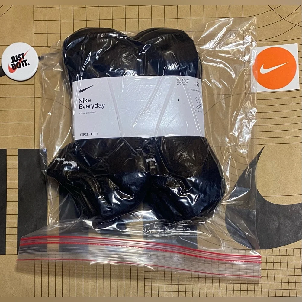 12 pairs Nike everyday Cotton Cushioned No Show Socks drifit Black SX7675-010